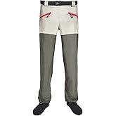 WONITAGO Waist Chest Waders, 3 Ply Breathable Waterproof Waist Wading Pants with Pockets and Stocking Boots