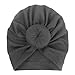 ISHOWDEAL 5PCS Baby Hat with Bow Baby Caps Cotton Hat Turban Headband for Newborn Toddler and Children Suitable for Baby 12-24 months,Black,purple,navy Blue,gray,dark Green, 7.7x0.79 in