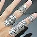Q&Q Fashion Silver Plated Pack of 4 Vintage Tribal Indian Mayan Calendar Aztec Warrior Band Men Biker Ring