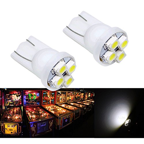 PA 25PCS #555 T10 4SMD LED Pinball Machine Light Bulb White-6.3V