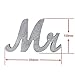 DerBlue Vintage Exquisite Silver Glitter Mr & Mrs Signs Elegnat Wooden Freestanding Letters for Wedding Sweetheart Table or Receptions Table Decorations