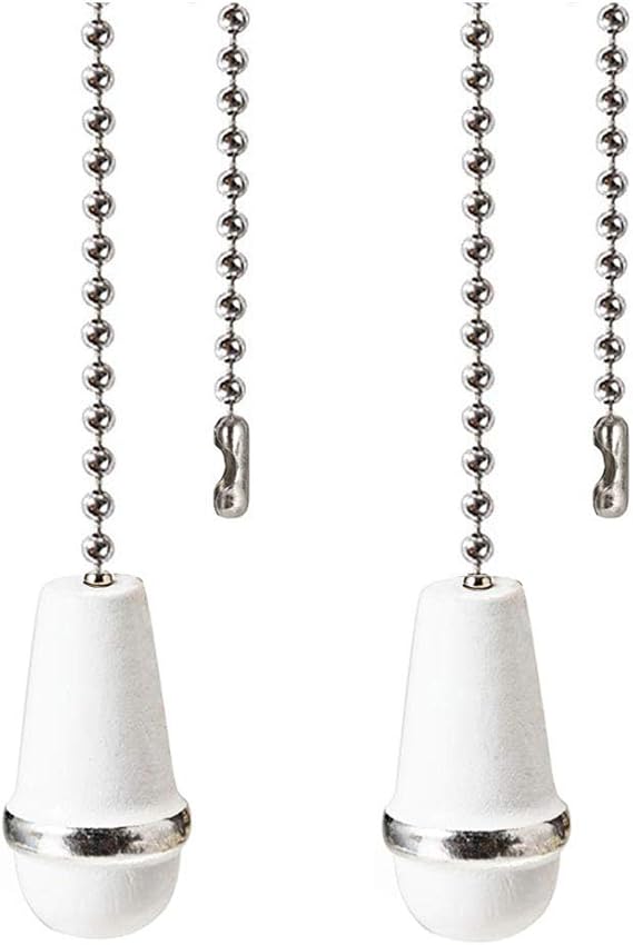 Ceiling Fan Pull Chain Ornaments 12 Inches White Color Wooden Pendant Decorative Pull Chains For