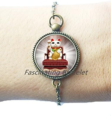 Maneki Neko Cat Bracelet, Lucky Cat Bracelets, Welcoming Cat Bracelet, Chinese Lucky Cat Bracelet, Cat Charm,AE0133