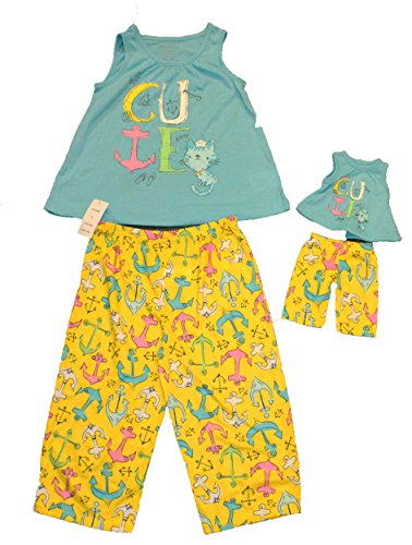 Matching Girl & Doll Tank Style Teal Blue Pajama Set Anchors Cute For American Girl or 18 Doll (14)