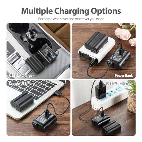 ENEGON EN-EL15 Replacement Batteries Compatible with Nikon ZF, Z5, Z5 II, Z6, Z6 II, z6III, Z7, Z7 II, Z8, D7100, D750,D7200, D610, D810,2100mAh (2-Pack), USB-C Direct Charging with 2-in-1 Cable.