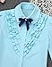 ACSUSS Kids Girls School Uniform Shirt Long Sleeves Ruffled Plain Blouse with Bow Tops Casual Wear Sky_Blue 10