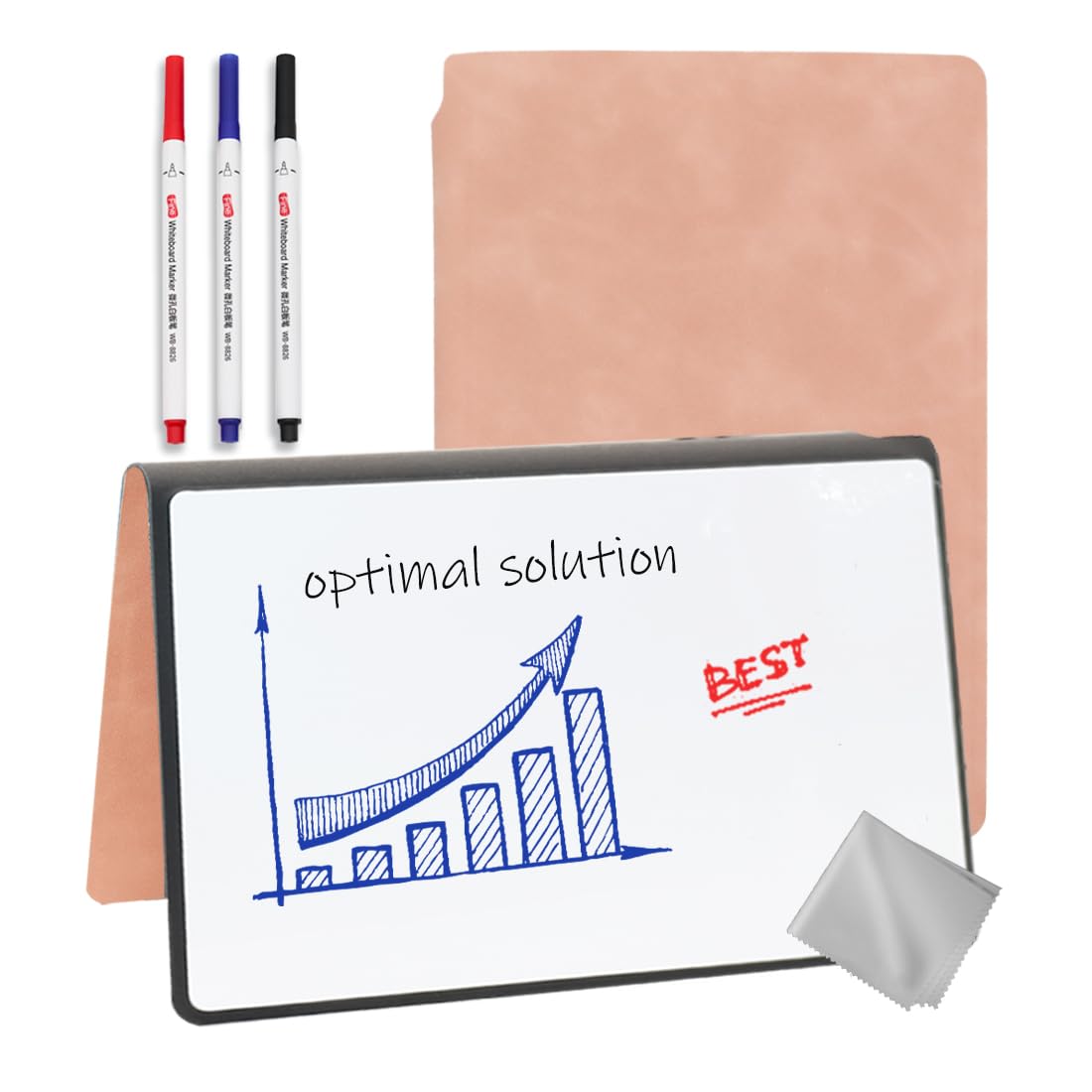 LICQIC A5 Portable Dry Erase Whiteboard Notepad, Reusable Whiteboard Notebook with Pen and Cleaning Cloth for Office, Business, Study, Meeting (Pink)