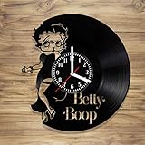 Betty Boop Vinyl Wall Clock Animated Cartoon Character Jazz Bimbo Ko Ko Perfect Decorate Home Style Unique Gift idea for Him Her (12 inches)