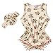 Messy Code Baby Girls Rompers Onesies Pompom Jumpsuits Sleeveless Clothing Sets with Headband