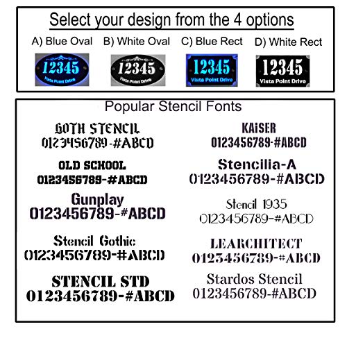 Custom House Address Plaque, LED Illuminated Laser Engraved Acrylic Double-Plates Sign, Premium Quality, Stylish and Durable (11"x7" Rectange, Blue LED) - Thumbnail 2