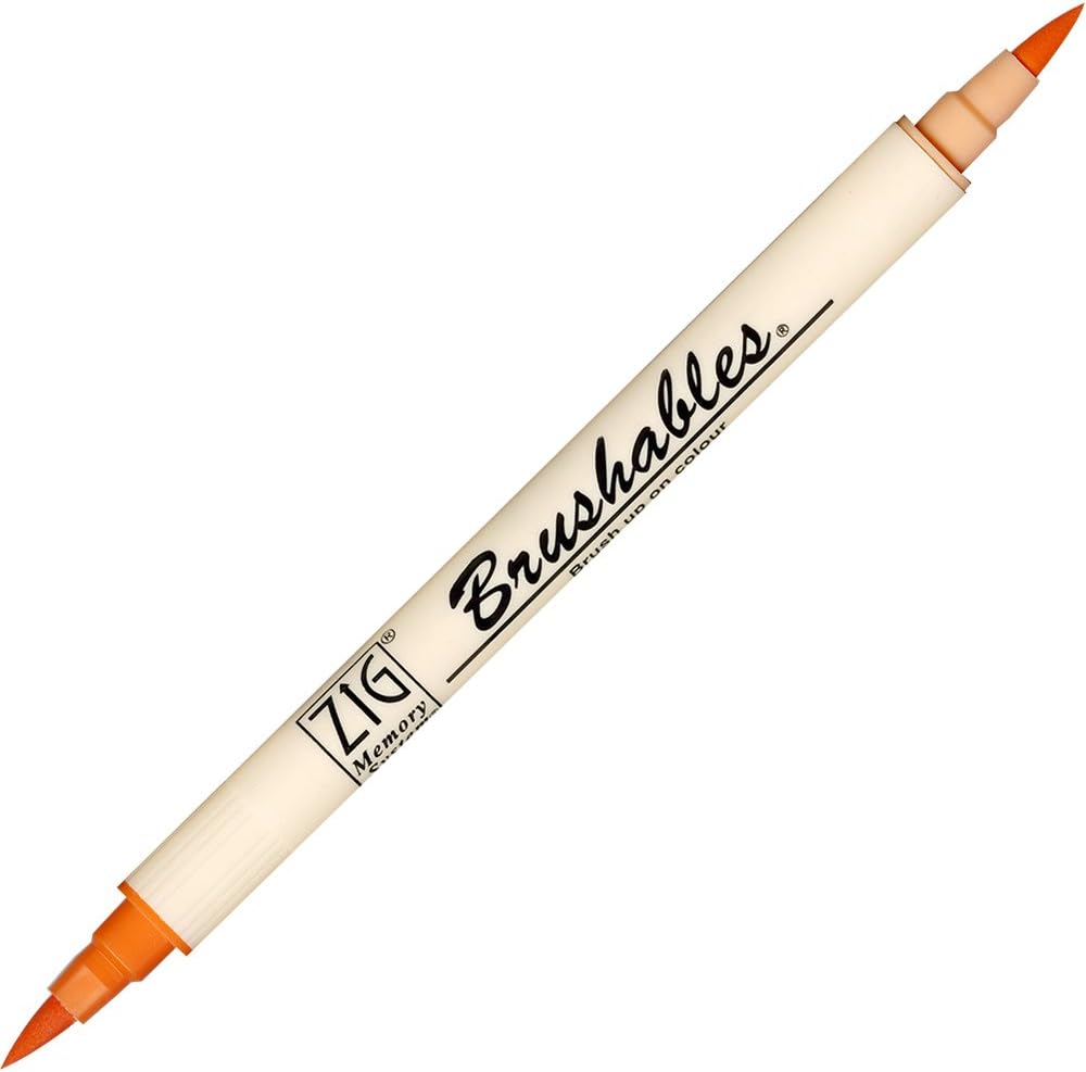 Zig Brushable Colour Graduation Twin Brush Tip Marker Pen 070 Pure Orange