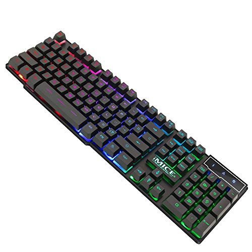 Fashionlook Ak-600 Gaming Keyboard 104 Keycaps RGB Backlit Mechanical Keyboard Game Keyboards with Ru Sticker for Pc Laptop Computer USB Wired Keyboard - Thumbnail 3
