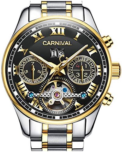 TEINTOPMen's Watch Automatic Mechanical Tourbillon Stainless Stell Date Blue Dial Skeleton Watch
