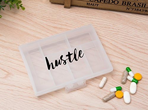Plastic Pill case for 7 Day Storage (1, Hustle-clear)