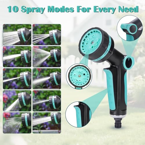 Manguera Jardin Extensible 30M, Mangeras Jardineria Flexible con Pistola de 10 Funciones, Conectores Metálicos 1/2" y 3/4", Garden Hose para Riego, Terraza y Lavado de Coche