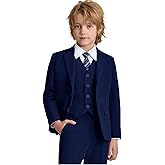 Boys Suits 6 Piece Slim Fit Kids Tuxedo Suit for Toddler Wedding Ring Bearer Outfit for Boy Jacket Vest Pants Shirts with Tie