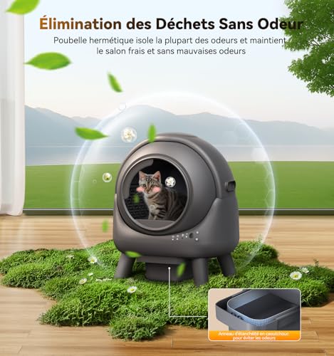 Feelneedy Self-Cleaning Cat Litter, Automatic Litter Tray, Leak-Proof/Anti-Pinching/Triple Anti-Odour/Safety/APP Control/Easy Cleaning, Maximum Capacity 65 L