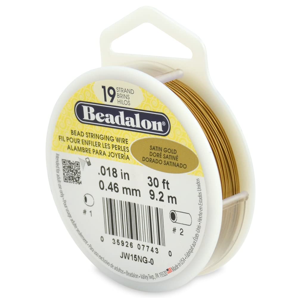 Beadalon 9.2 m Reel 0.46 mm Diameter 19 Strand Wire, Satin Gold โ image 1