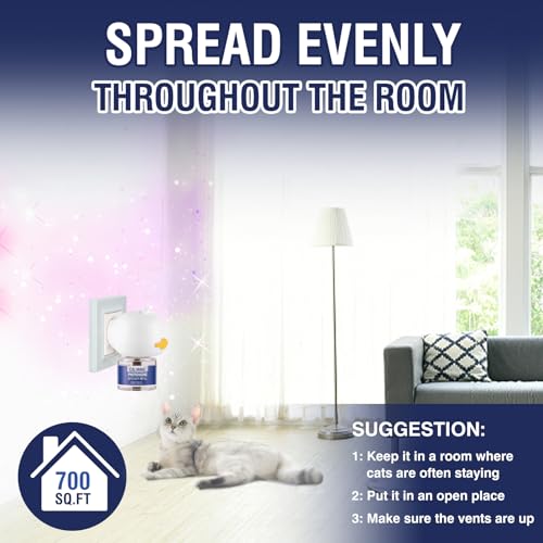 Piuess Katzen Beruhigung Steckdose FüR Cat Calming Diffuser Beruhigendes Diffusor-Set Katze Anti Stress Pheromon Beruhigungsmittel Duftstecker Geschmacklos（2 StöPsel + 2 NachfüLlpackungen à 48 Ml）