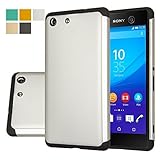 Sony Xperia M5 Case, AnoKe Armor Dual Layer Bumper Case TPU PC 2 in 1 Hybrid Protective Case For Sony Xperia M5 (Armor Silver)