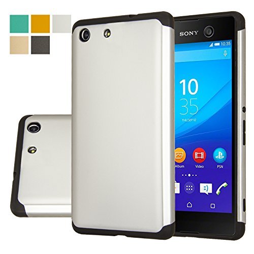 Sony Xperia M5 Case, AnoKe Armor Dual Layer Bumper Case TPU PC 2 in 1 Hybrid Protective Case For Sony Xperia M5 (Armor Silver)