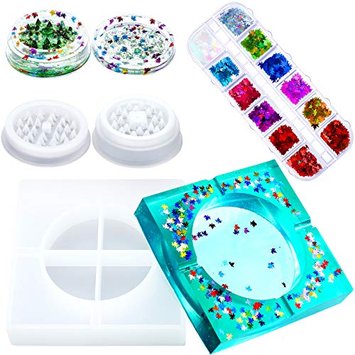 Ashtray Silicone Mold Spice Grinder Resin Mold Square Jewelry Storage