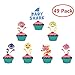MEISIYU 1 Big Shark Cup Toppers 40 Shark Cupcake Toppers Party Supplies for Shark Theme Baby Birthday Baby Shower Cake Decorations