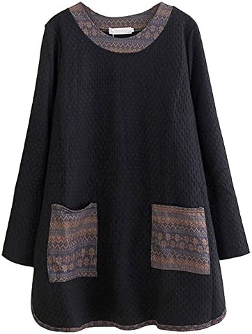 HOOBEE LINEN Women's Long Sleeve Printed Tunic Top With Pockets