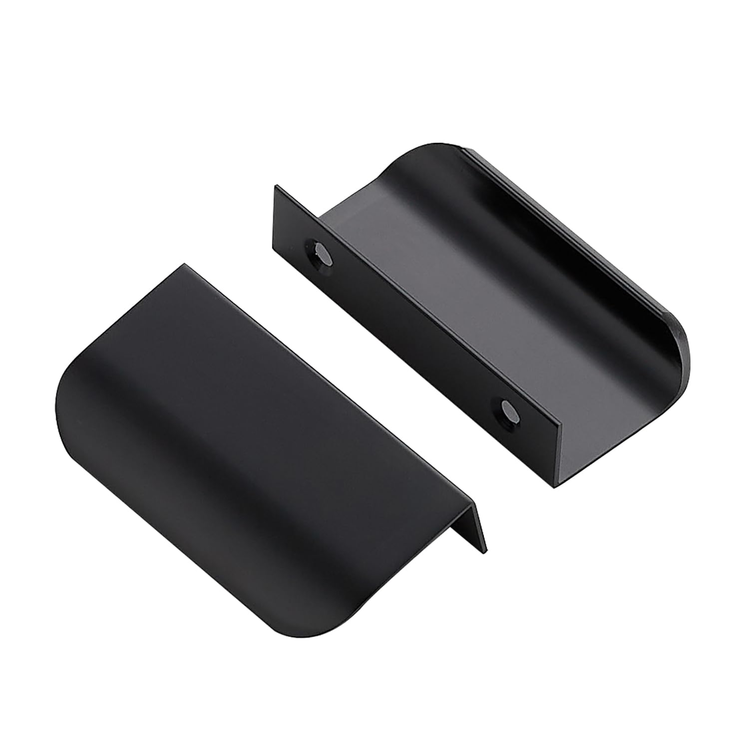 Photo 1 of Ravinte 3 Pack Finger Pulls for Cabinets 64mm/2.52in Hole Center Tab Cabinet Handle Matte Black Finger Edge Pulls Concealed Handles for Kitchen Drawer Finger Cabinet Pulls 80mm/3.15in Length