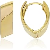PHNIBIRD Gold Hoop Earrings for Women 14k Real Gold Plated Oval Hoop Earrings Wide Thick Hoop Earring Lightweight Hypoallergenic