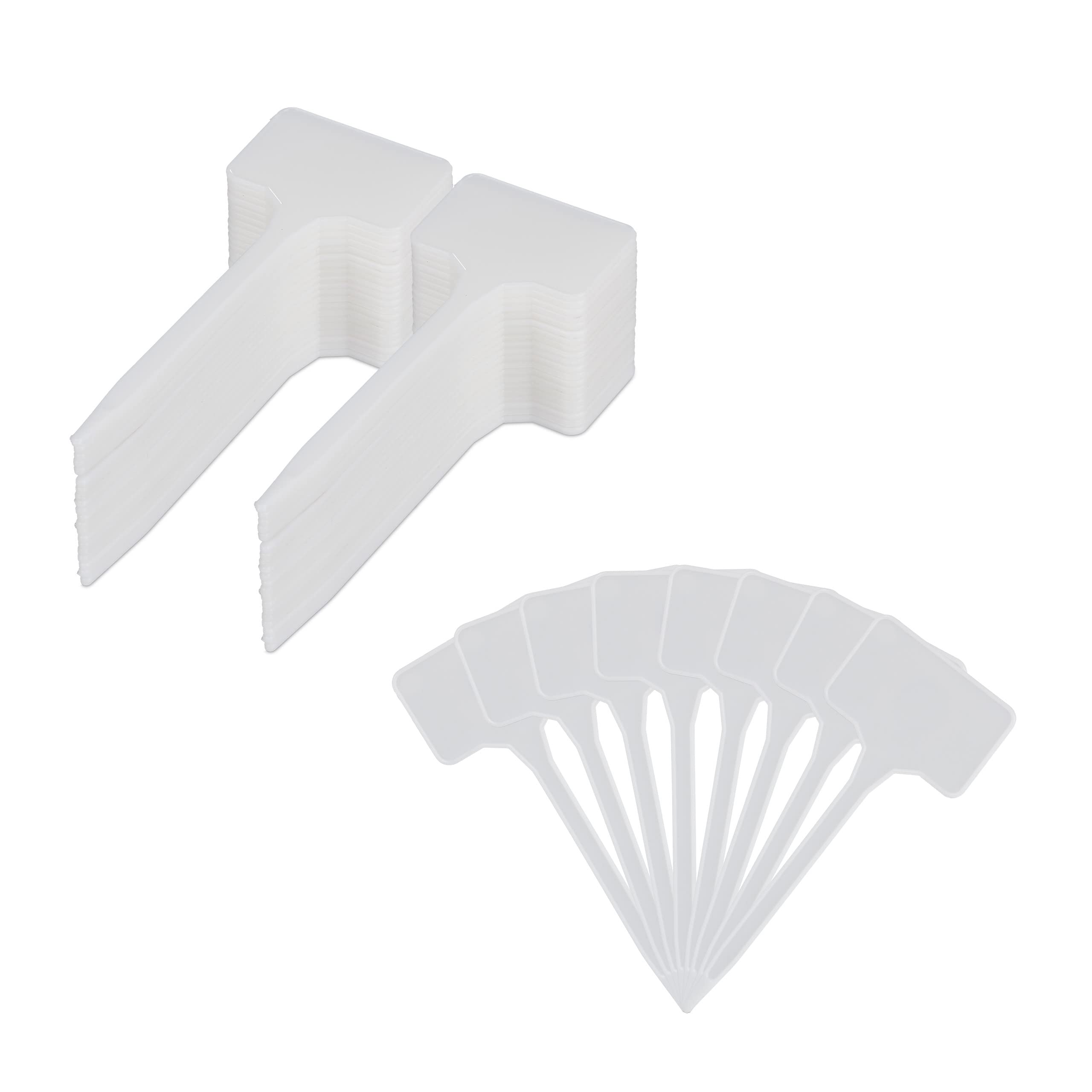 Relaxdays Plant Pack of 100, Labelling Flower & Herb Pots, Garden Tags, Plastic Markers, HxW: 14.5x5.5 cm, White, PP