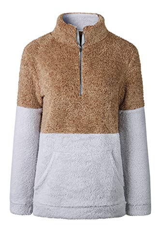 Alelly Women's Long Sleeve 1/4 Zip Pullover Jacket Outwear Sweatshirt Winter Coat