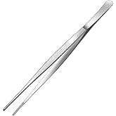 Aniso Long Tweezers, Stainless Steel, 10 inches | Precision Serrated Tip, Cooking Tweezers Tongs， For Barbecue, Hand-Made，Steaks, Bread, Pizza, Salads