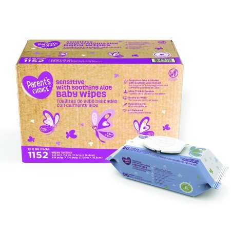 Parents Choice Baby Wipes, 12 packs of 96 (1152 count) (Sensitive Aloe