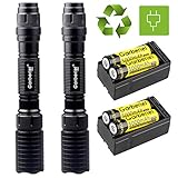 2 Sets Garberiel Police 4000 Lumens 5 Modes T6 LED Flashlight and Battery & Charger USA, Flashlights High Lumens,Flashlight Rechargeable