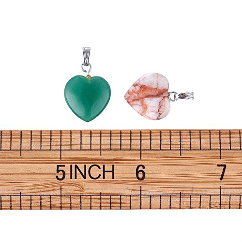 Fashewelry 20 Pieces Heart Shaped Natural Mixed Stone Pendants Charms Crystal Chakra Beads for DIY Necklace Jewelry Making - Thumbnail 4