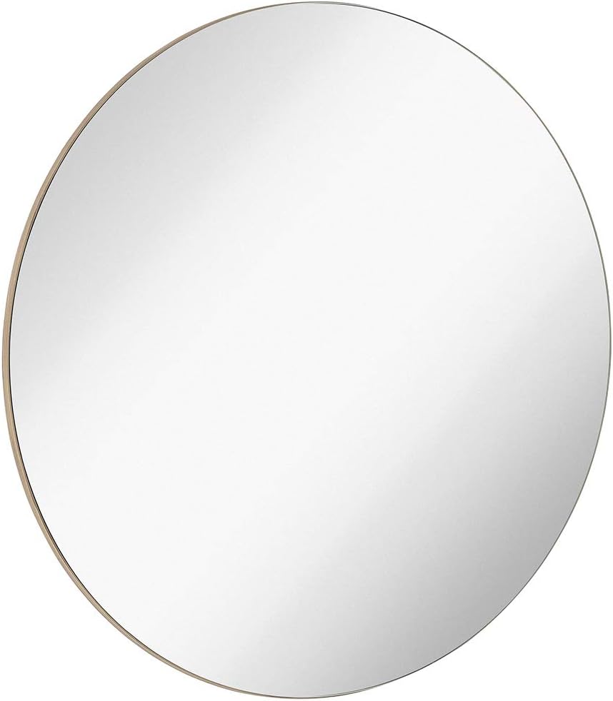 Amazon Com Hamilton Hills Contemporary Thin Natural Wood Edge Circular Wall Mirror Glass Panel Rounded Circle Design Vanity Mirror 30 Round Kitchen Dining