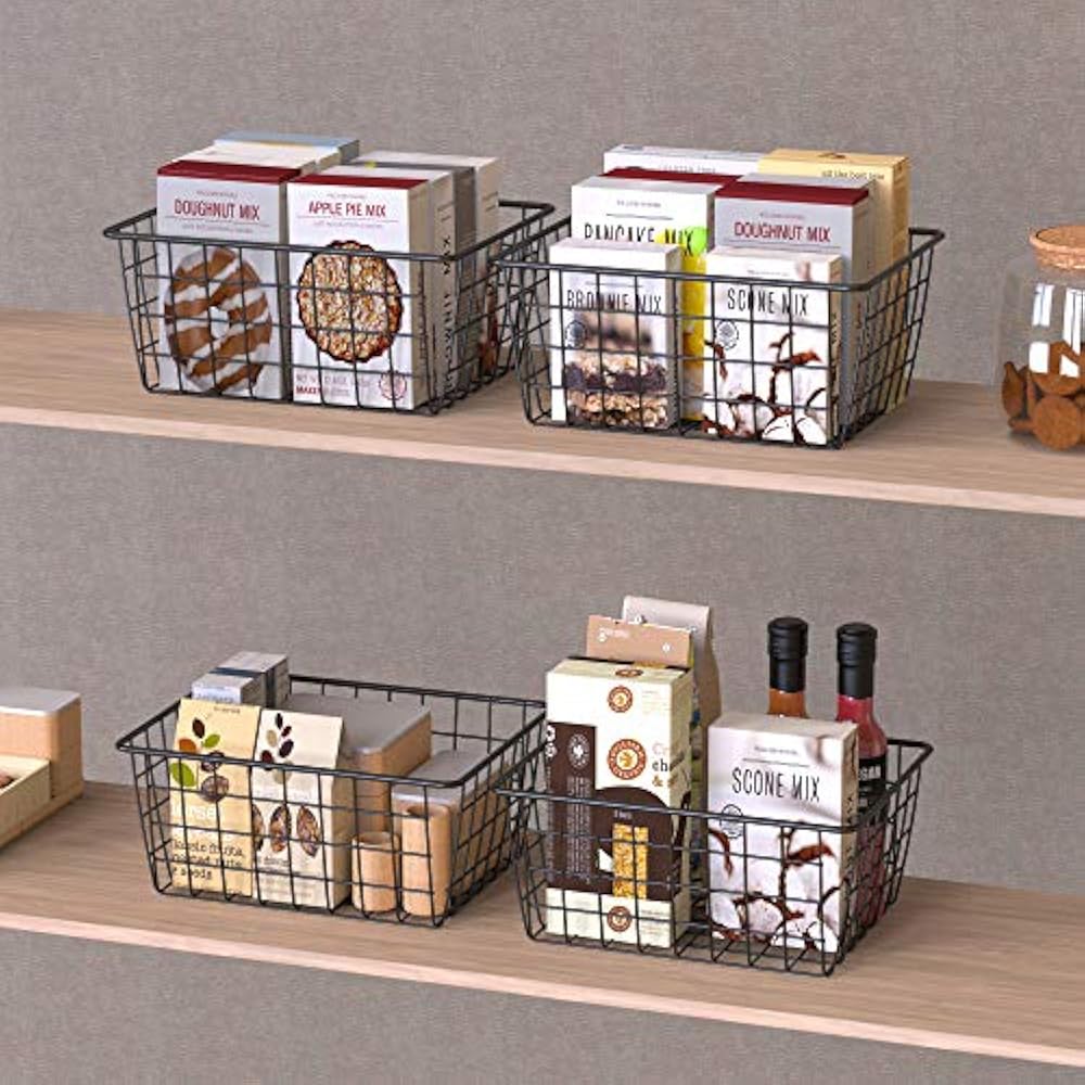 Wire Basket, Cambond 6 Pack Storage Baskets Durable Metal Pantry