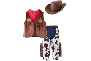 ISSVWO Bilo Kid Boys Halloween Cowboy Costume 4pcs Set Cosplay Event Dress Up Parties Stage Performance Outfits