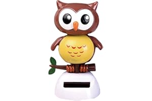 Solar Powered Toy Owl Dancing Figure, Cute Solar Dancing Shaking Head Animals for Car Dashboard Decoration and Desk Ornament 
