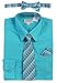 Gioberti Boy's Long Sleeve Dress Shirt and Plaid Tie Set, Teal, Size 4T