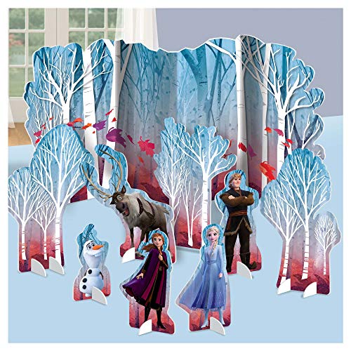 Mega Frozen 2 Birthday Party Supplies and Decoration Pack For 16 With Frozen 2 Dinner and Dessert Plates, Napkins, Cups, Tablecover, String Deco, Table Decoration Kit, Candle, Leaves, and Frozen Pin