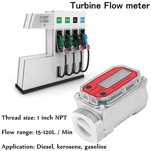 1&Prime; Digital Turbine Flow Meter,Gas Oil Fuel Flowmeter,Pump Flow Meter ，Diesel Fuel Flow Meter,High Accuracy,for Measure Diesel, Kerosene, Gasoline, etc.(Red)
