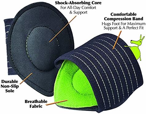 Extra Thick Cushioned Compression Arch Support with More Padded Comfort for Flat and Achy Feet (Black)