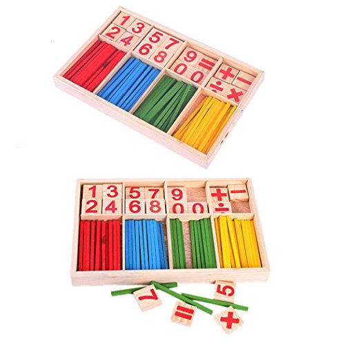 feng biao Baby Wooden Intelligence Mathematical Rods Preschool Educational Toys, Counting Rods