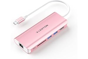LENTION USB C Hub with 4K HDMI, SD Card Reader, 2 USB 3.0, Type C Charging & Ethernet Compatible 2023-2016 MacBook Pro, New Mac Air/Surface/Steam Deck, More, Stable Driver Adapter (CB-C68, Rose Gold)