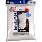 Gildan Men's 5-Pack Premium 100% Cotton White Crewneck T-Shirts