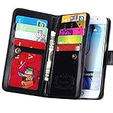 S6 Case, Galaxy S6 Case, Joopapa Samsung Galaxy S6 Wallet Case,Pu Leather Case Magnet Wallet Credit Card Holder Flip Cover Case Built-in 9 Card Slots & Stand Case for Samsung Galaxy S6 (Black)
