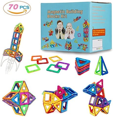MarlaMall Magnetic Building Blocks Magnet Tiles Set Educational Stacking Toys for Kids Over 3 Years Old (70 pcs)