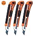 Utility Knife Heavy Duty Box Cutter| Craft 18mm Retractable and Auto Charge - Work Perfect in Everyday Use, TPR Handle, ABS Body and Anti Rust Blade Slot (3 Pack)
